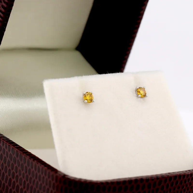 RhythmRocks 14k Gold Lab Grown Round Yellow Diamond Stud Earrings 0.25 ct. tw. 4-Prong Screw-Back (Yell VS) sold by Zulily