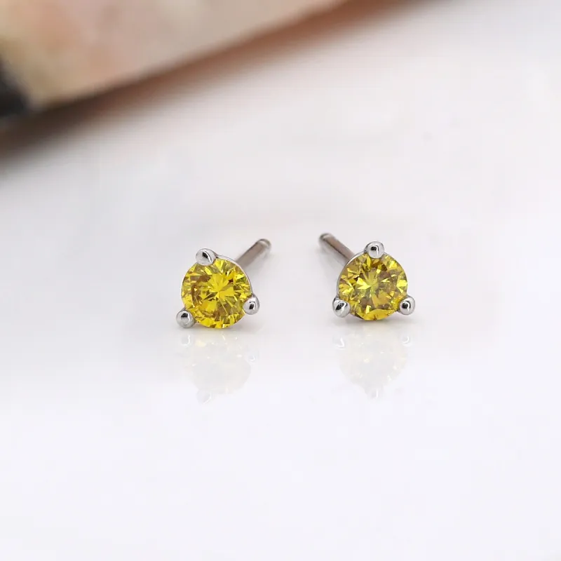 RhythmRocks 14k Gold Lab Grown Round Yellow Diamond Stud Earrings 0.25 ct. tw. 3-Prong Martin Push-Back (Yell VS) sold by Zulily