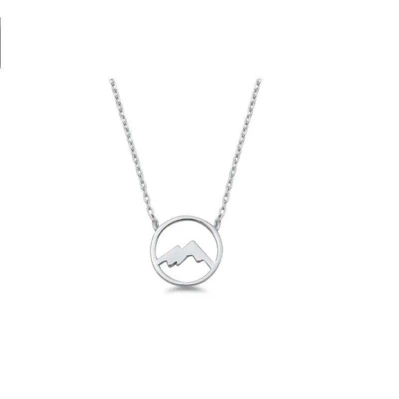 Sterling Silver Circular Mountain Pendant Necklace sold by Zulily