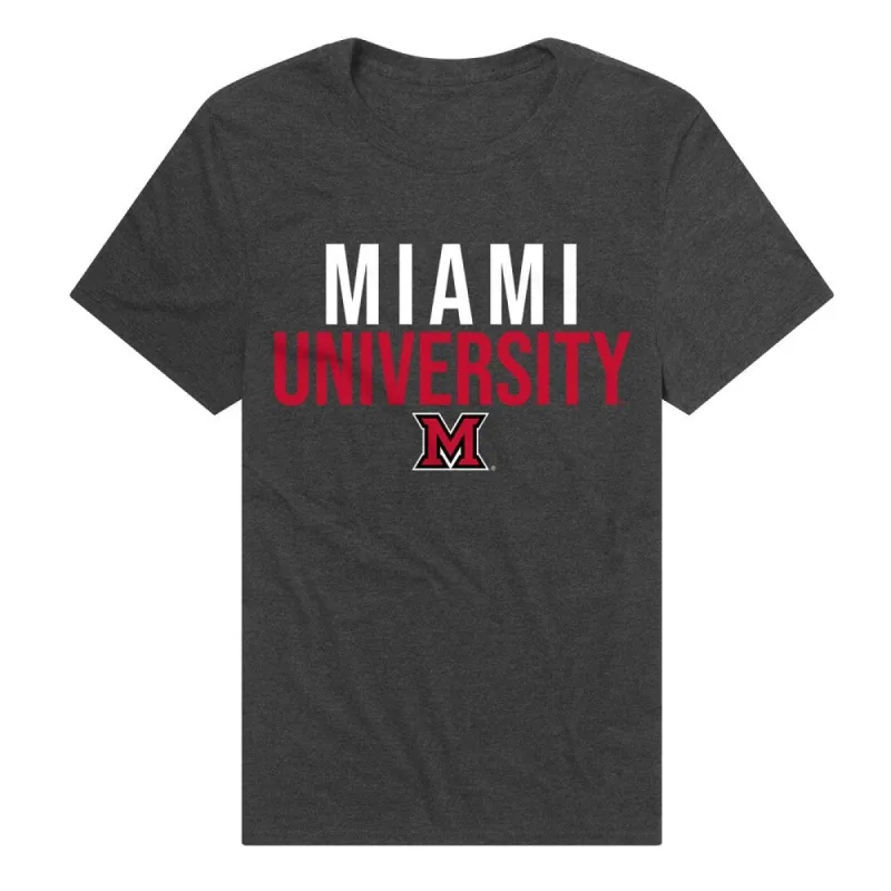 University of Miami Ohio Stacked Unisex Adult Heathered Premium T Shirt sold by Zulily