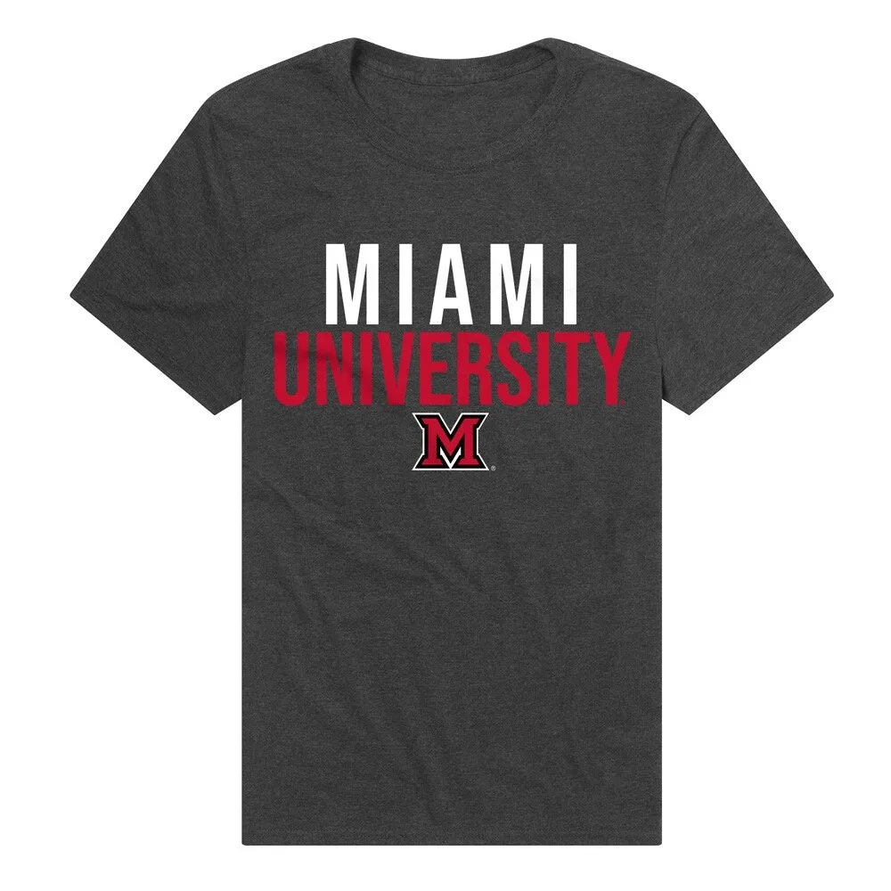 University of Miami Ohio Stacked Unisex Adult Heathered Premium T Shirt sold by Zulily