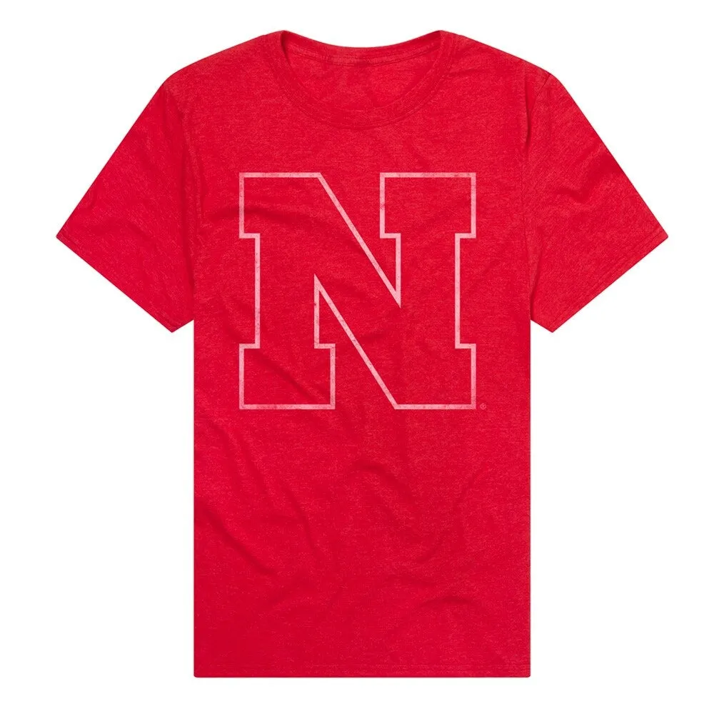 University of Nebraska Simple Distressed Logo Unisex Adult Heathered Premium T Shirt sold by Zulily