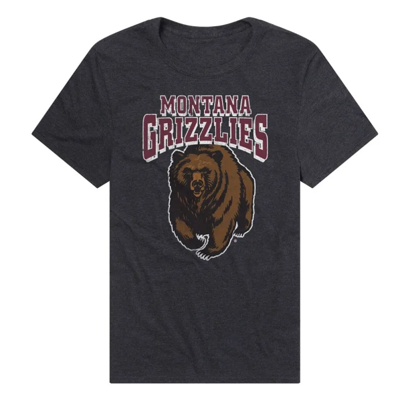 University of Montana Simple Distressed Logo Unisex Adult Heathered Premium T Shirt sold by Zulily