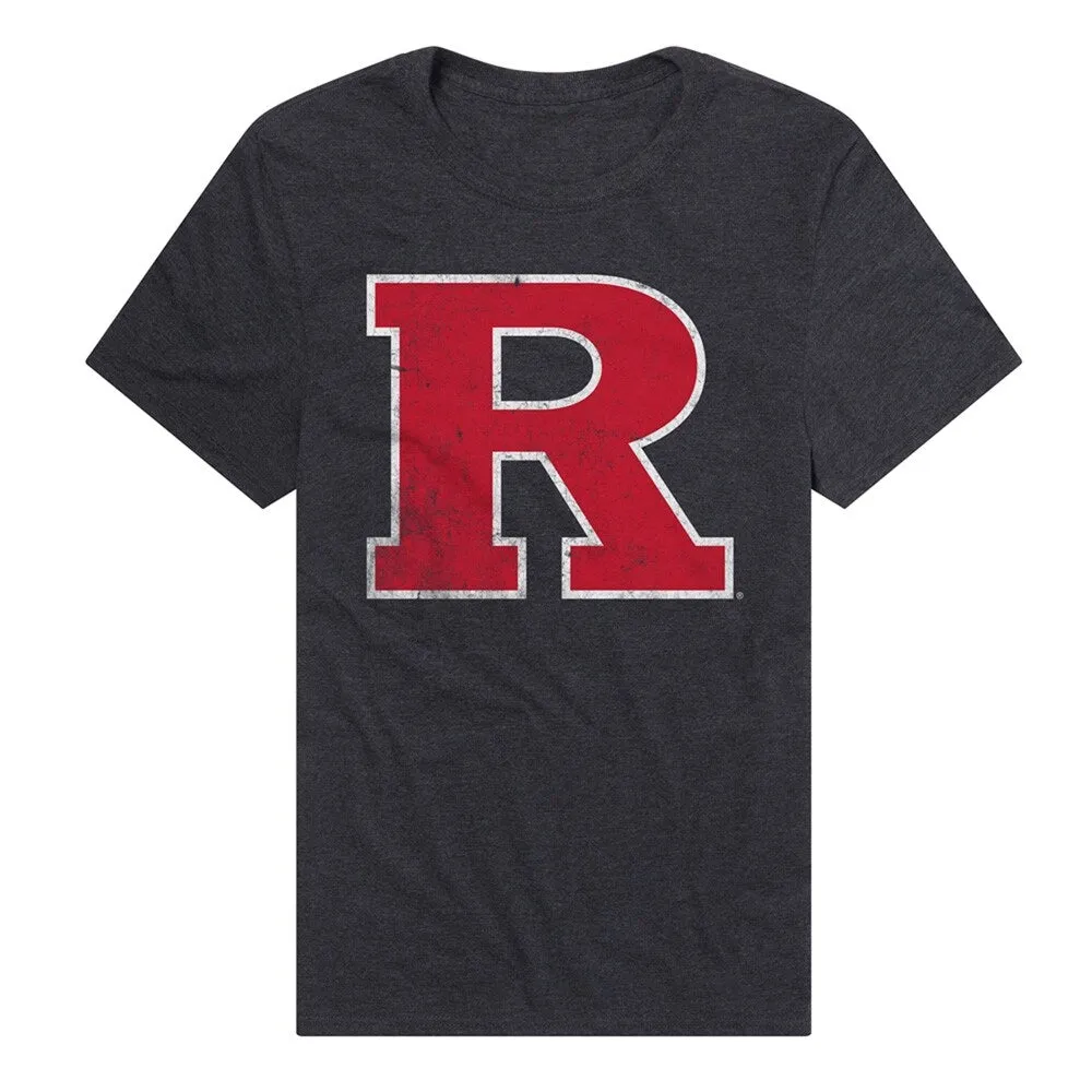 Rutgers University Simple Distressed Logo Unisex Adult Heathered Premium T Shirt sold by Zulily