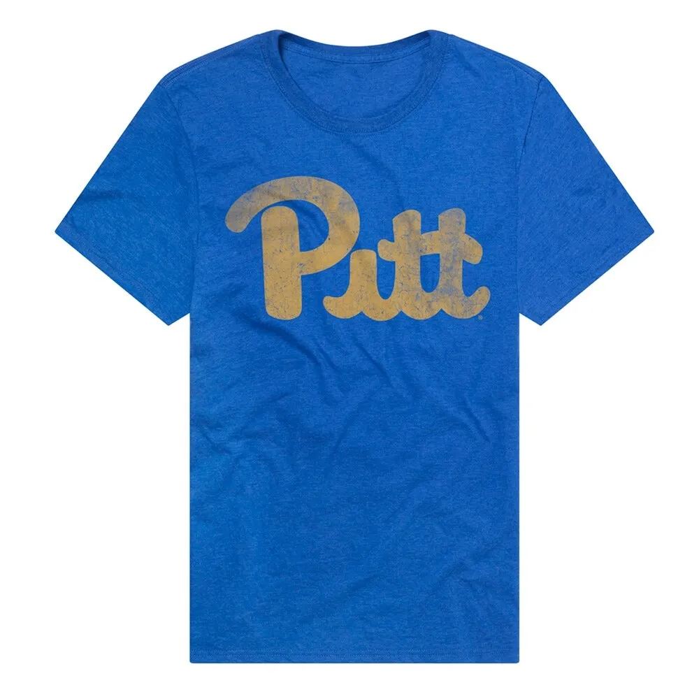 University of Pittsburgh Simple Distressed Logo Unisex Adult Heathered Premium T Shirt sold by Zulily