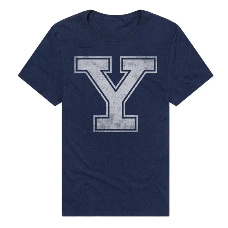 Yale University Simple Distressed Logo Unisex Adult Heathered Premium T Shirt sold by Zulily