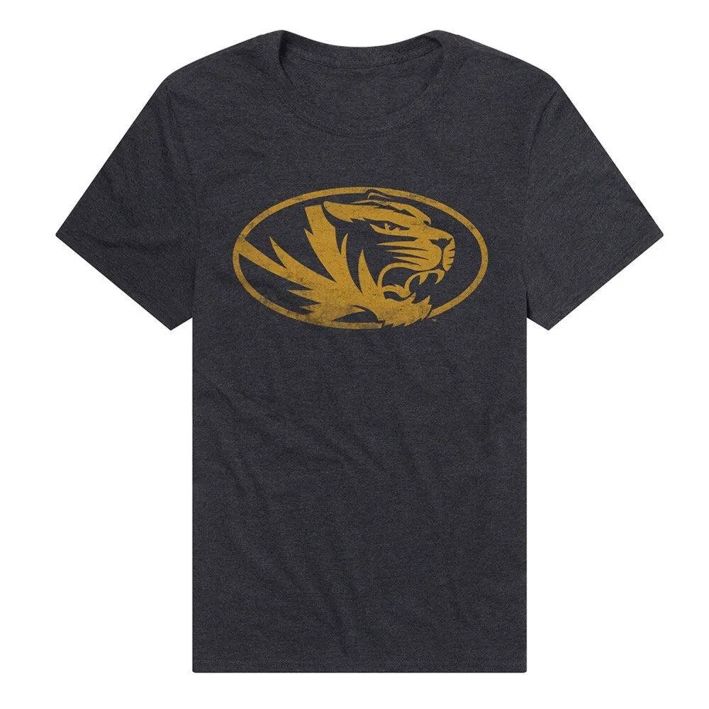 University of Missouri Simple Distressed Logo Unisex Adult Heathered Premium T Shirt sold by Zulily