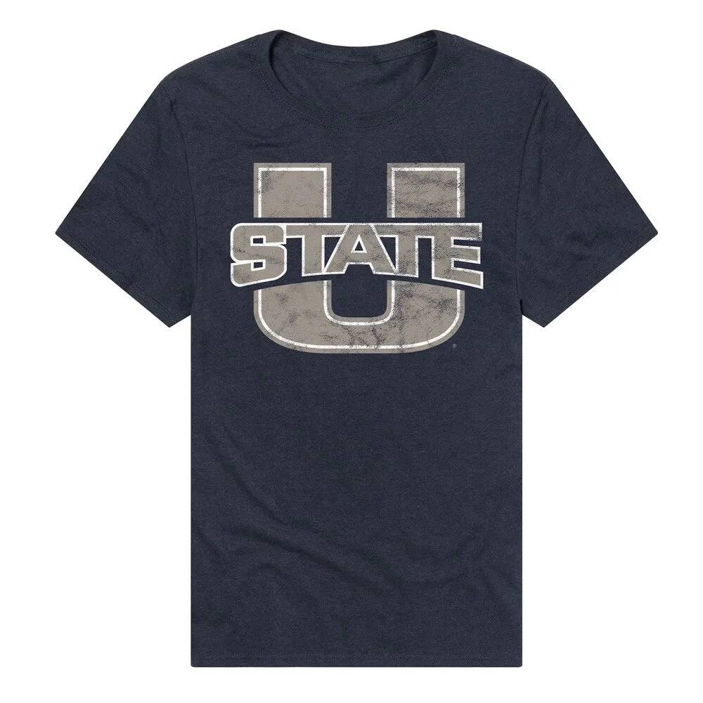 Utah State University Distressed Primary Unisex Adult Heathered Premium T Shirt sold by Zulily