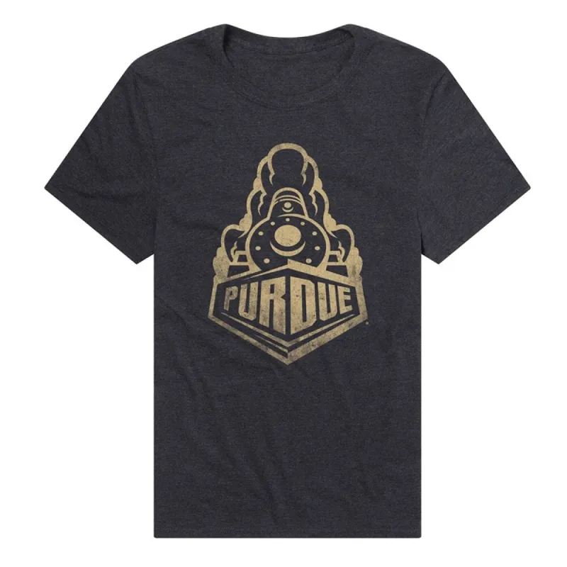 Purdue University Simple Distressed Logo Unisex Adult Heathered Premium T Shirt sold by Zulily