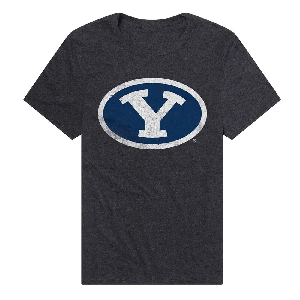 Brigham Young University Simple Distressed Unisex Adult Heathered Premium T Shirt sold by Zulily