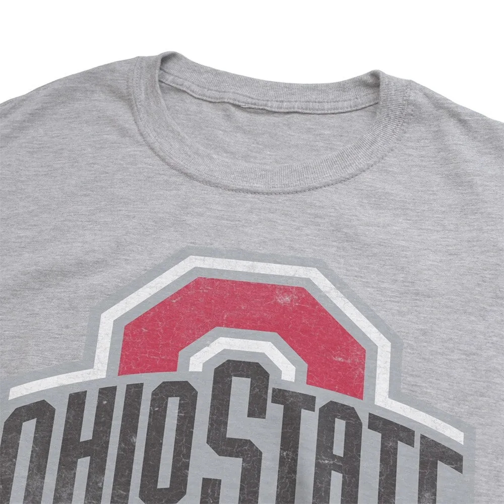 The Ohio State University Simple Distressed Logo Unisex Adult Heathered Premium T Shirt sold by Zulily product image thumbnail 4