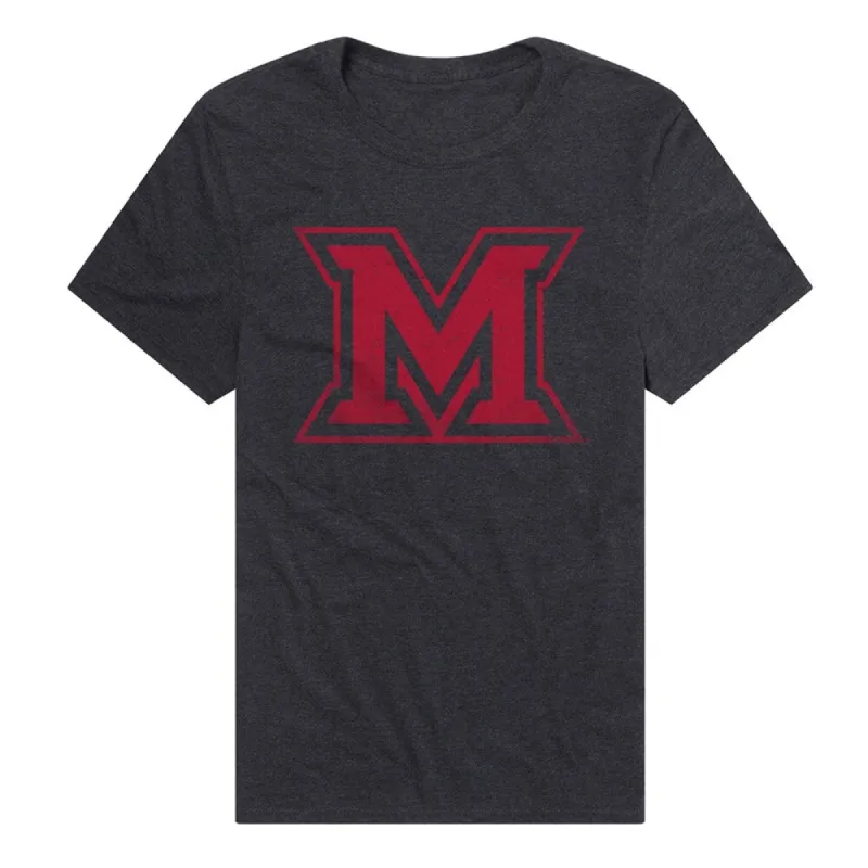 Miami University (Ohio) Simple Distressed Logo Unisex Adult Heathered Premium T Shirt sold by Zulily