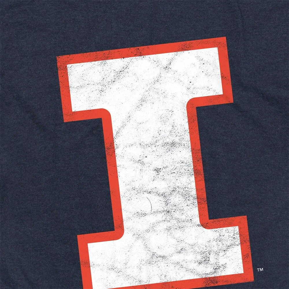University of Illinois Distressed Primary Logo Unisex Adult Heathered Premium T Shirt sold by Zulily product image thumbnail 5