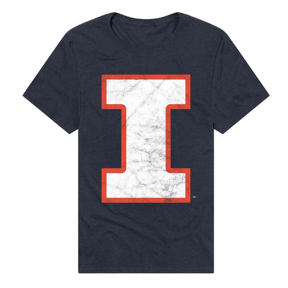 University of Illinois Distressed Primary Logo Unisex Adult Heathered Premium T Shirt sold by Zulily