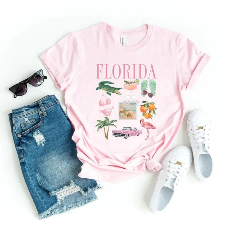 Florida Vacation Collage Short Sleeve Crewnneck Tee sold by Zulily