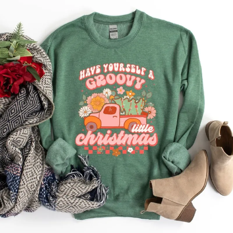 Groovy Little Christmas Truck Graphic Sweatshirt sold by Zulily