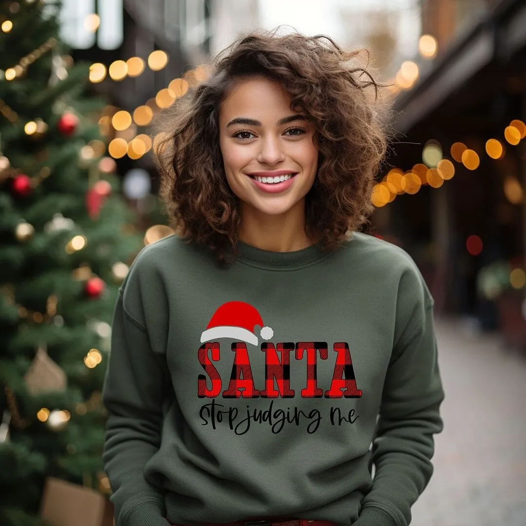 Santa Stop Judging Me Plaid Graphic Sweatshirt sold by Zulily product image thumbnail 3