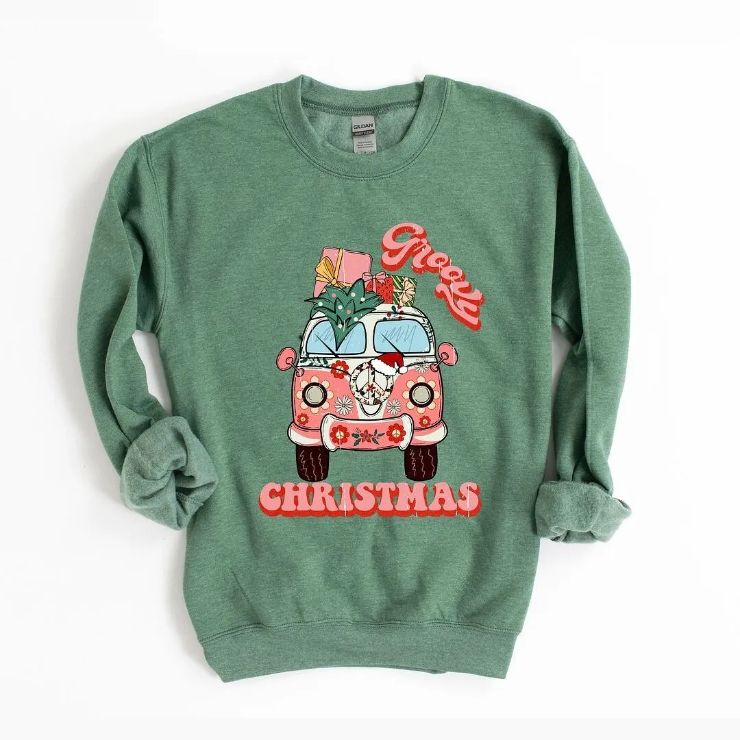 Retro Van Groovy Christmas Graphic Sweatshirt sold by Zulily product image thumbnail 2