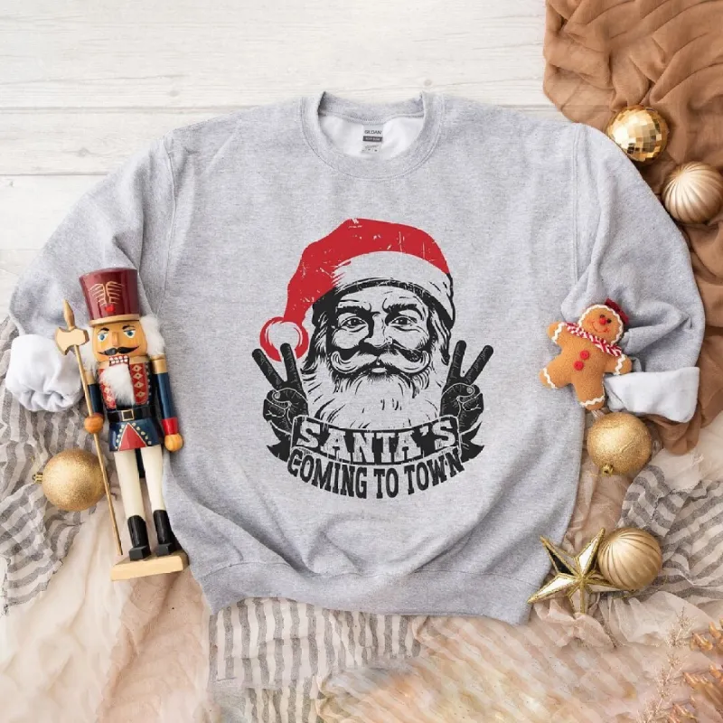 Santa's Coming to Town Peace Graphic Sweatshirt sold by Zulily