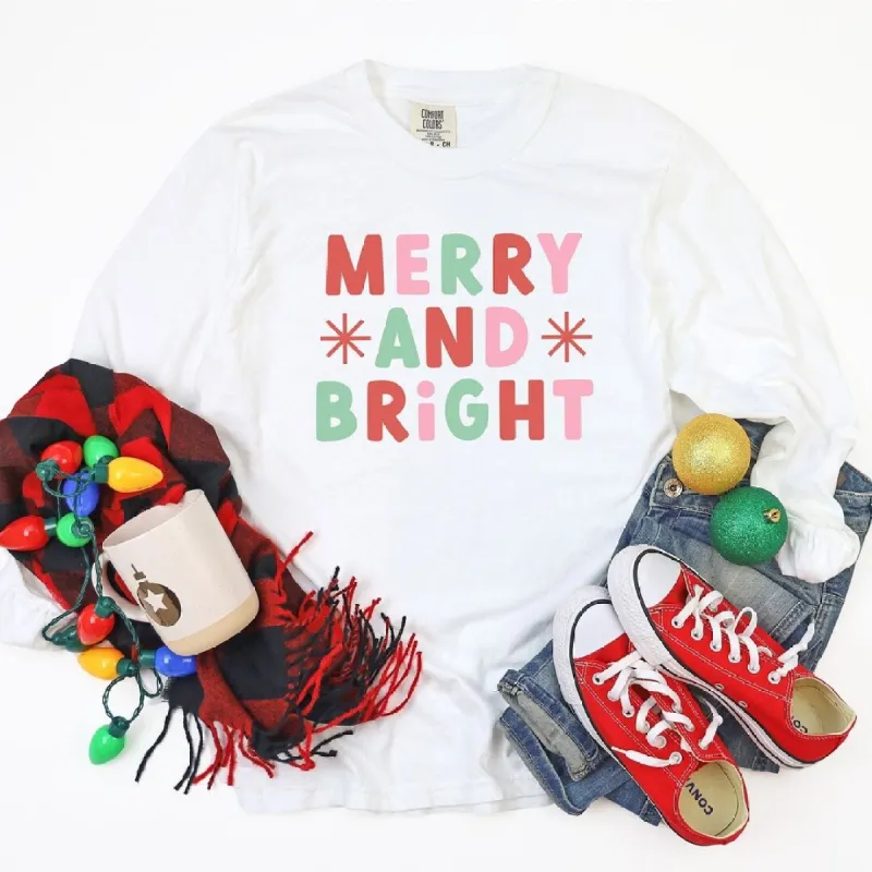 Retro Merry and Bright Stars Garment Dyed Long Sleeve made by Zulily