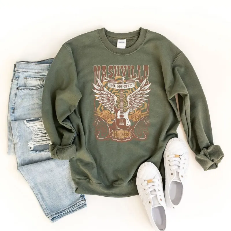 Nashville Guitar Wings Graphic Sweatshirt sold by Zulily