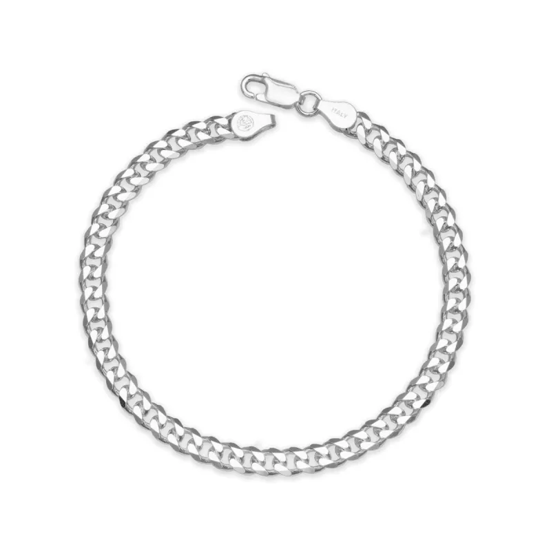 Curata 925 Sterling Silver Italian Men's 6mm Curb Chain Bracelet - White sold by Zulily
