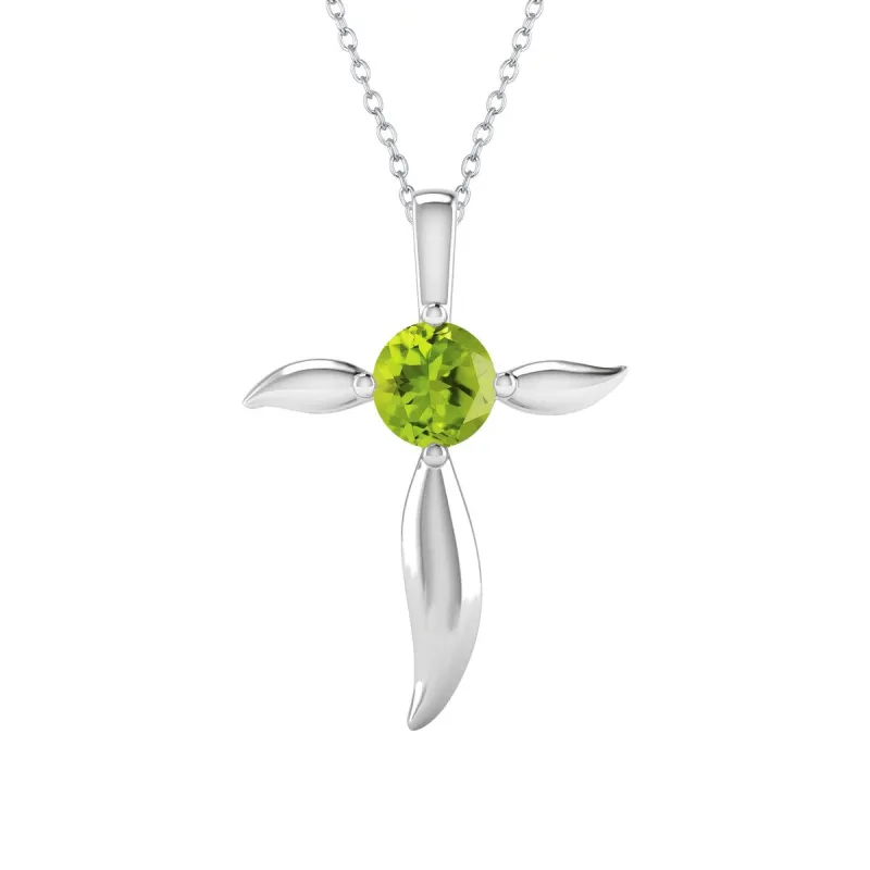 Sterling Silver Natural Peridot Cross Pendant sold by Zulily