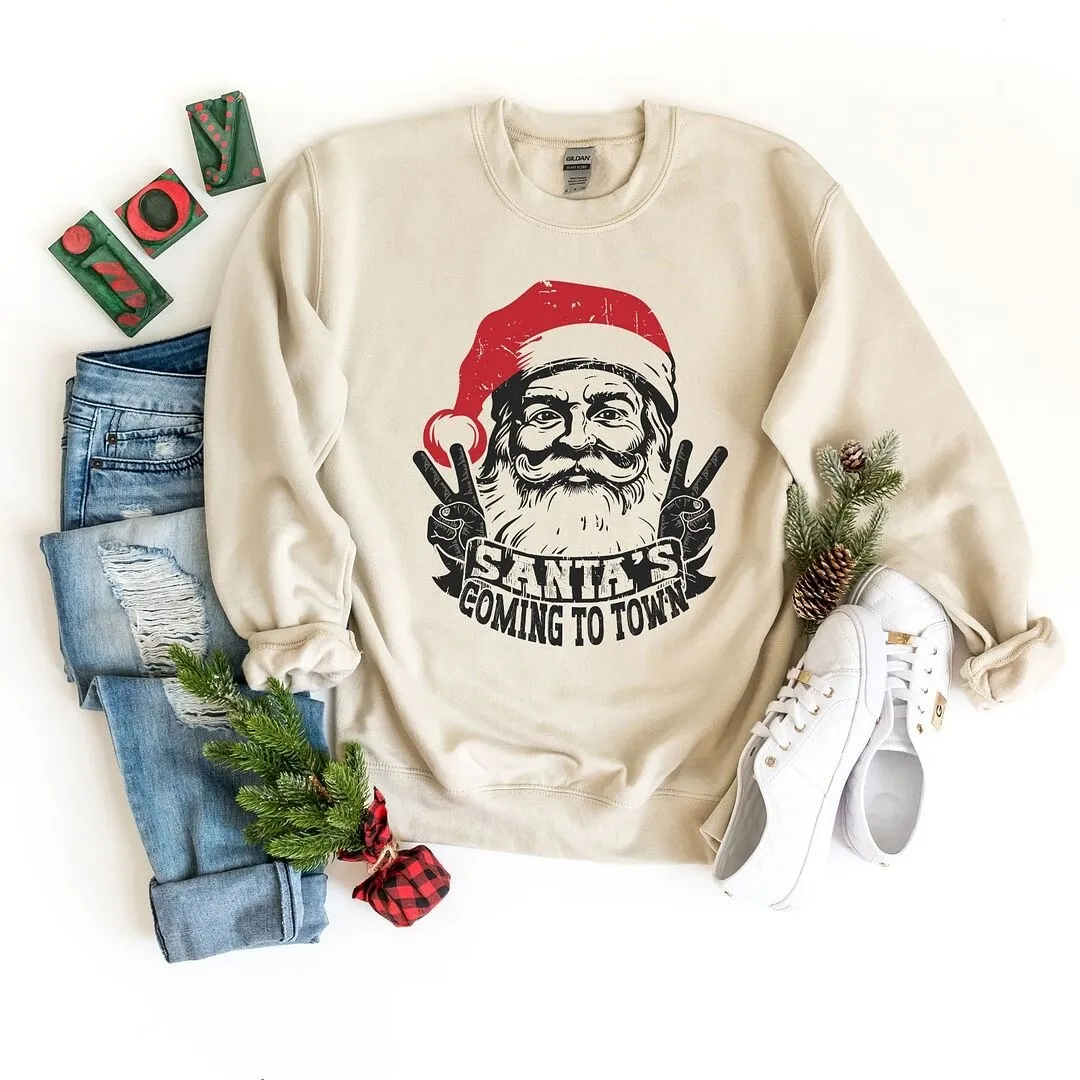 Santa's Coming to Town Peace Graphic Sweatshirt sold by Zulily