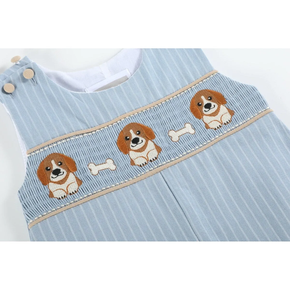 Light Blue Puppy Smocked Overalls sold by Zulily product image thumbnail 5