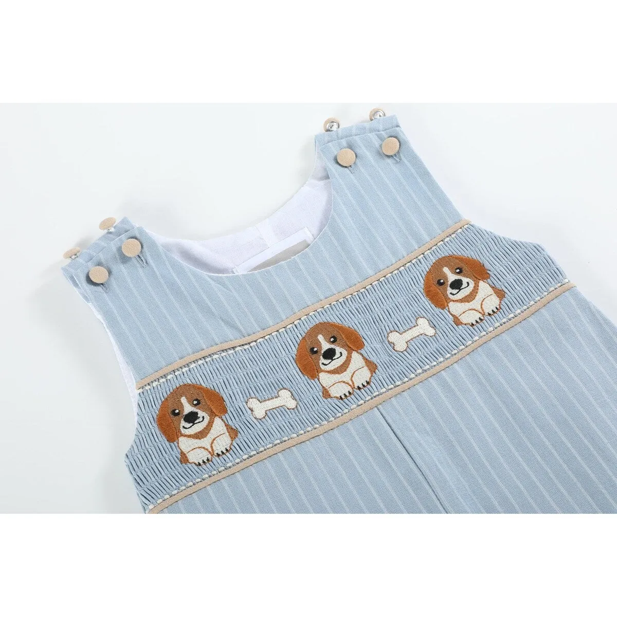 Light Blue Puppy Smocked Overalls sold by Zulily product image thumbnail 3