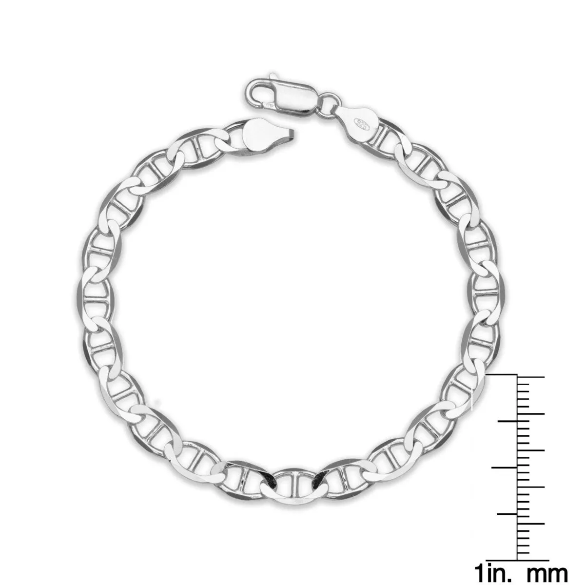 Curata 925 Sterling Silver Italian Men's 6mm Mariner Chain Bracelet (Choice of 8" or 9") - White sold by Zulily product image thumbnail 2