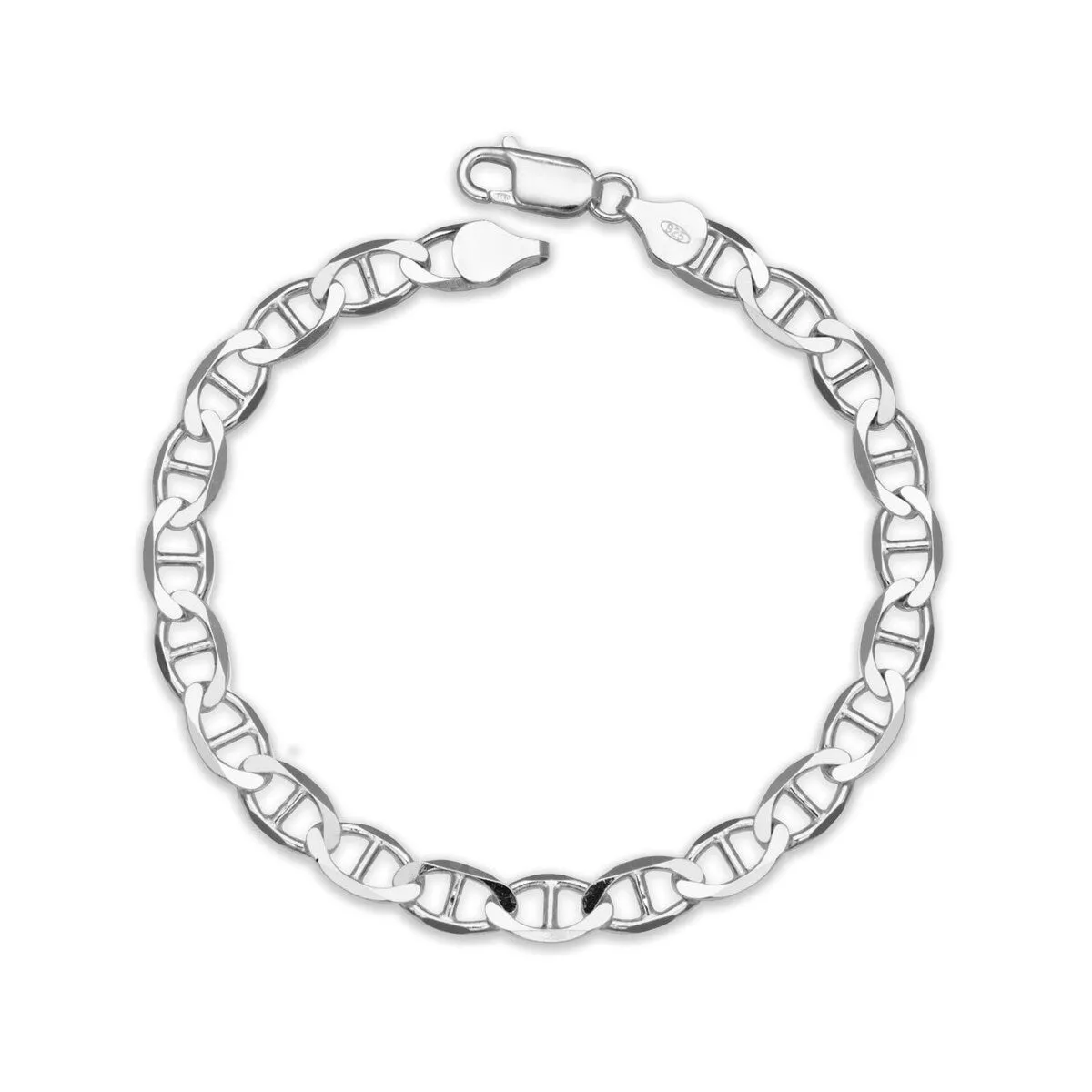 Curata 925 Sterling Silver Italian Men's 6mm Mariner Chain Bracelet (Choice of 8" or 9") - White sold by Zulily