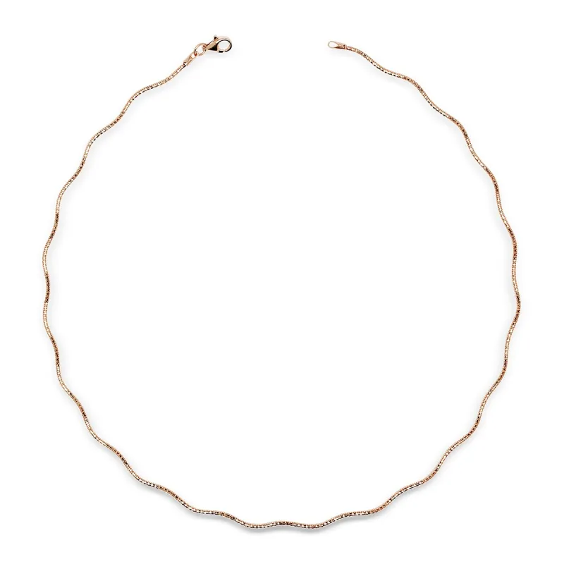 Curata Italian Sterling Silver Wavy 2mm Rose-gold-plated Omega Necklace (16-20') - Pink sold by Zulily