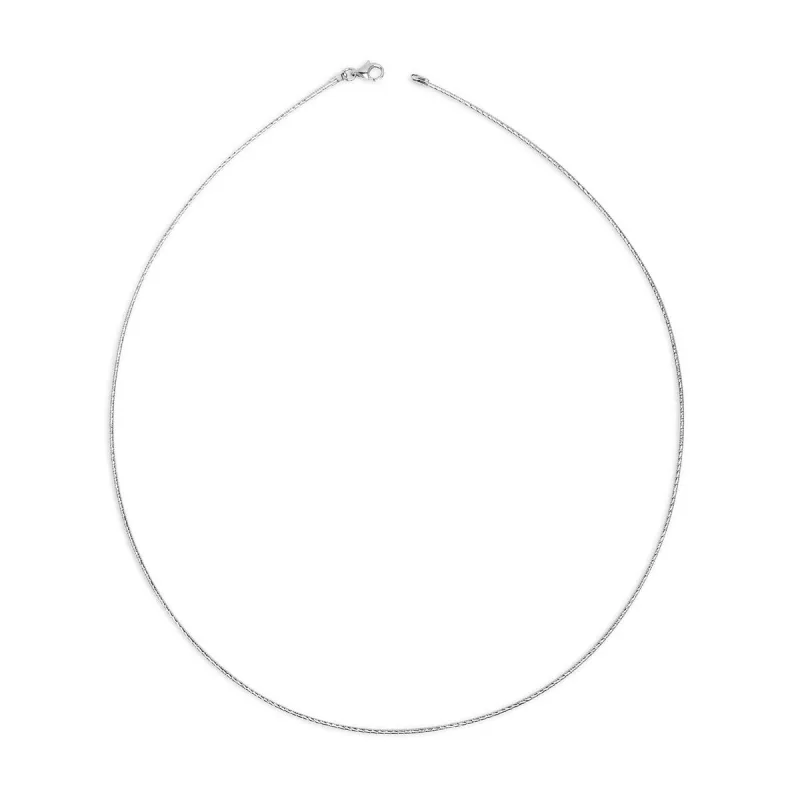 Italian Sterling Silver Round Diamond-cut 2mm Rhodium-plated Omega Necklace (16-20') - White sold by Zulily
