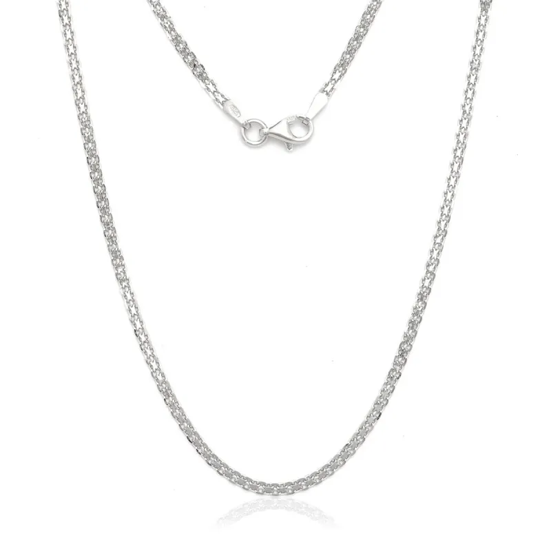 Curata Italian Sterling Silver Rhodium 2mm Bismark Chain Necklace - White sold by Zulily