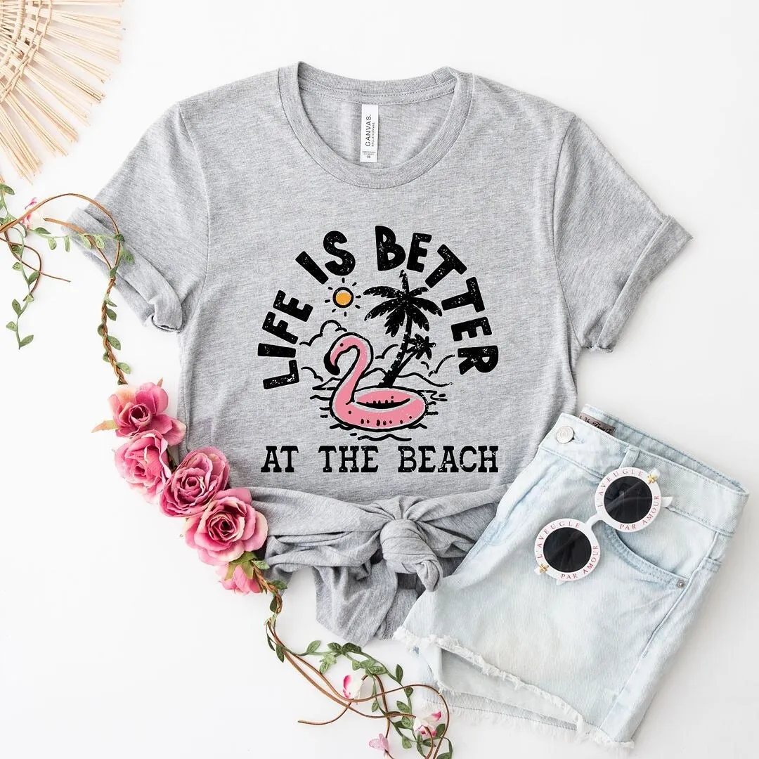 Better at the Beach Flamingo Short Sleeve Crewnneck Tee sold by Zulily