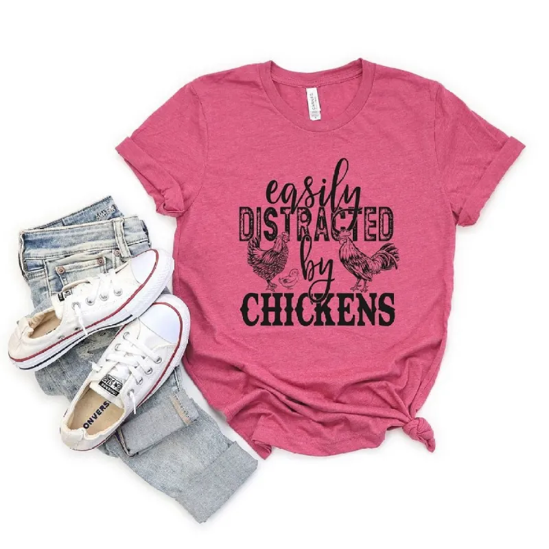 Distracted by Chickens Short Sleeve Crewnneck Tee sold by Zulily