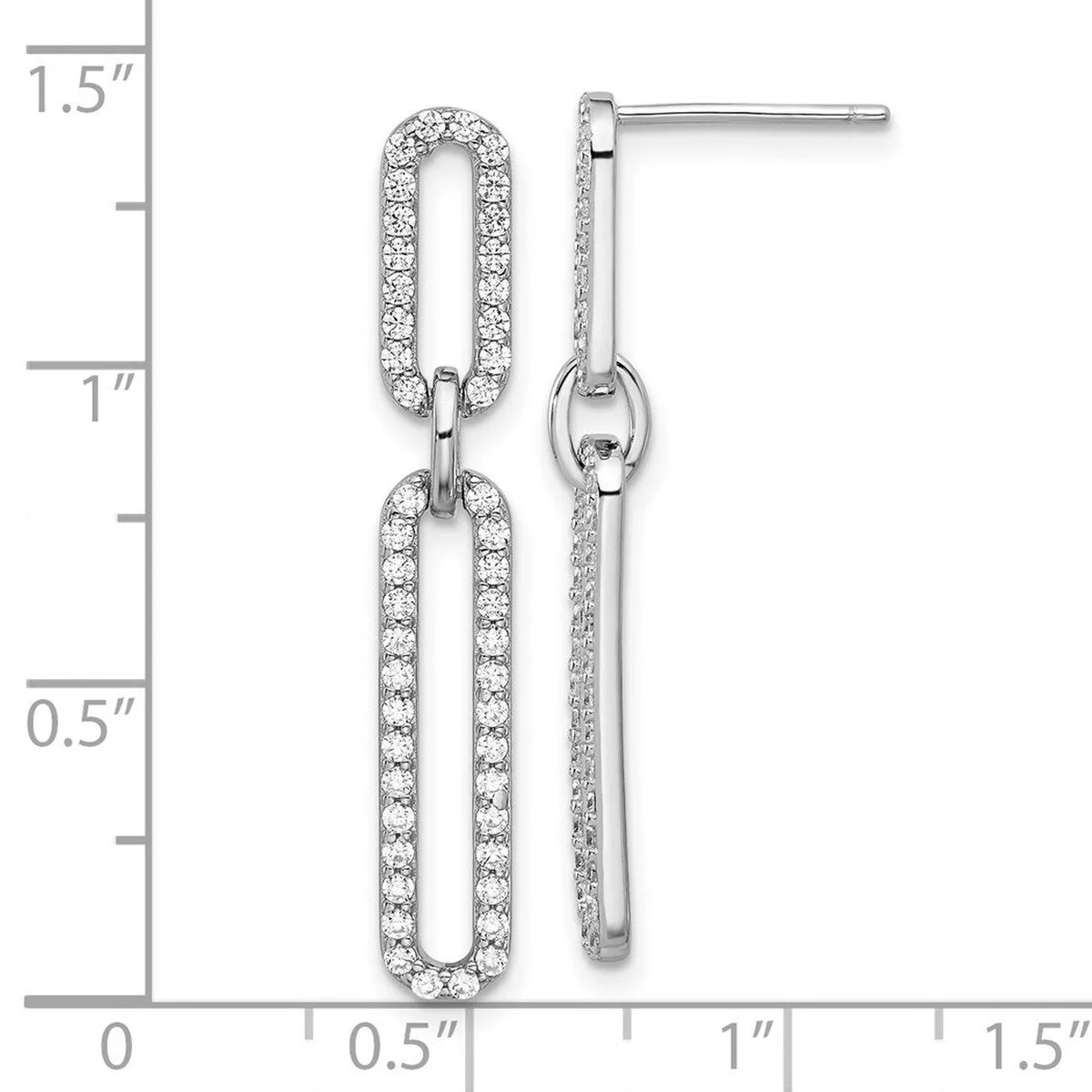 Curata 925 Sterling Silver Rhodium 5.25x35.5mm Paperclip Cubic Zirconia Post Earrings sold by Zulily product image thumbnail 2