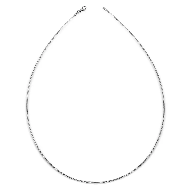 Italian Sterling Silver Round 2mm Rhodium-plated Omega Necklace (16-20') - White sold by Zulily