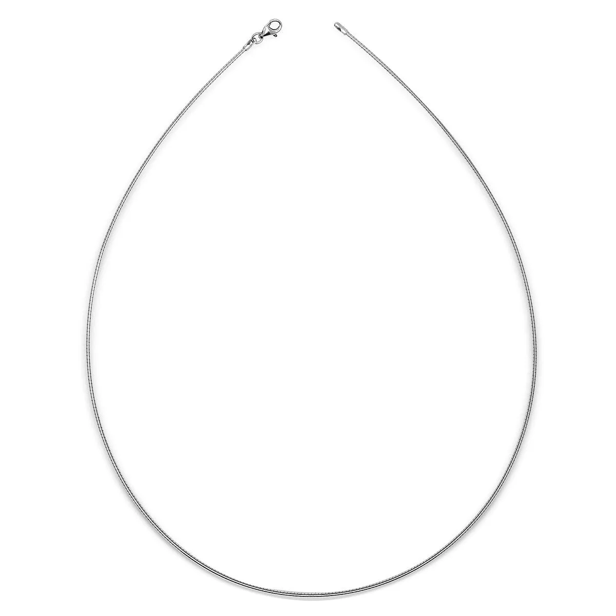 Italian Sterling Silver Round 2mm Rhodium-plated Omega Necklace (16-20') - White sold by Zulily