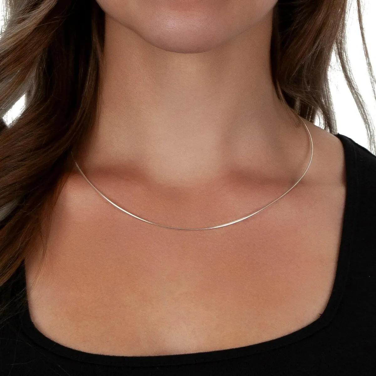 Italian Sterling Silver Round 2mm Rhodium-plated Omega Necklace (16-20') - White sold by Zulily product image thumbnail 2