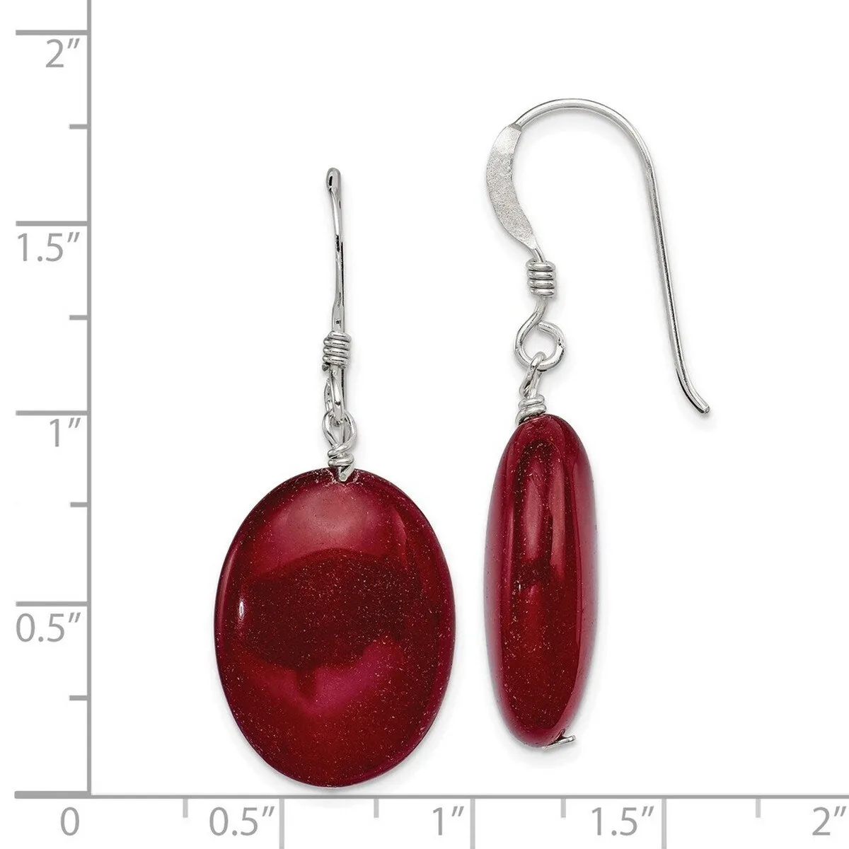 Curata 925 Sterling Silver 15x31mm Hook Red Dyed Jade Long Drop Dangle Earrings sold by Zulily product image thumbnail 2