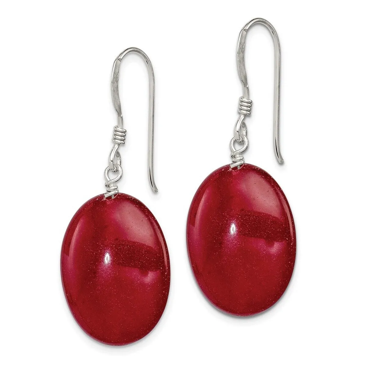 Curata 925 Sterling Silver 15x31mm Hook Red Dyed Jade Long Drop Dangle Earrings sold by Zulily product image thumbnail 3