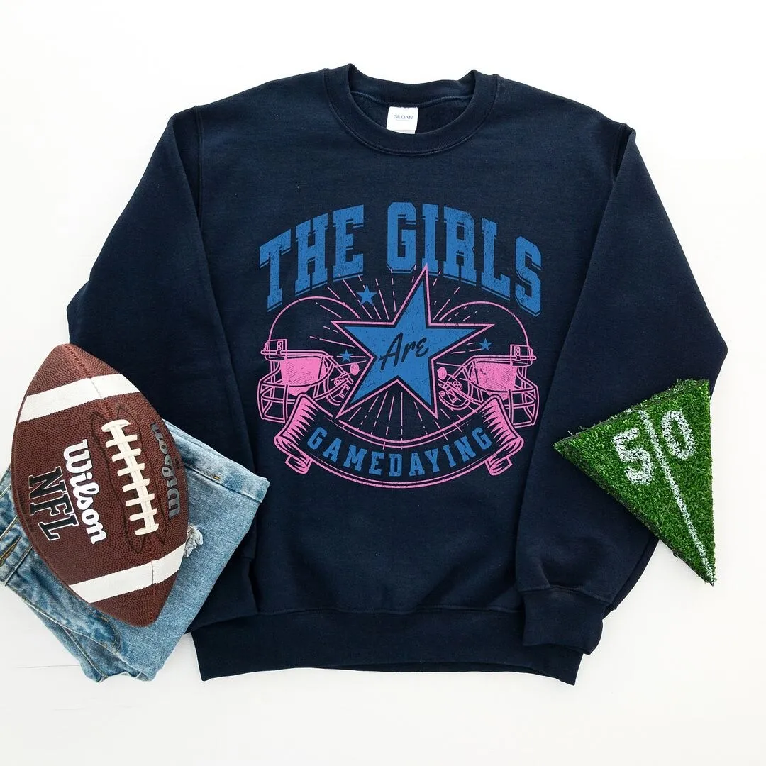 The Girls Are Game Daying Graphic Sweatshirt sold by Zulily