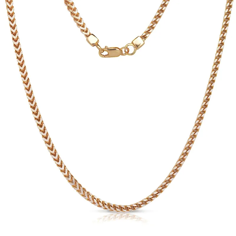 Curata Italian Sterling Silver 3mm Two-tone Solid Square Franco Mens Chain Necklace (20-30 Inches) sold by Zulily