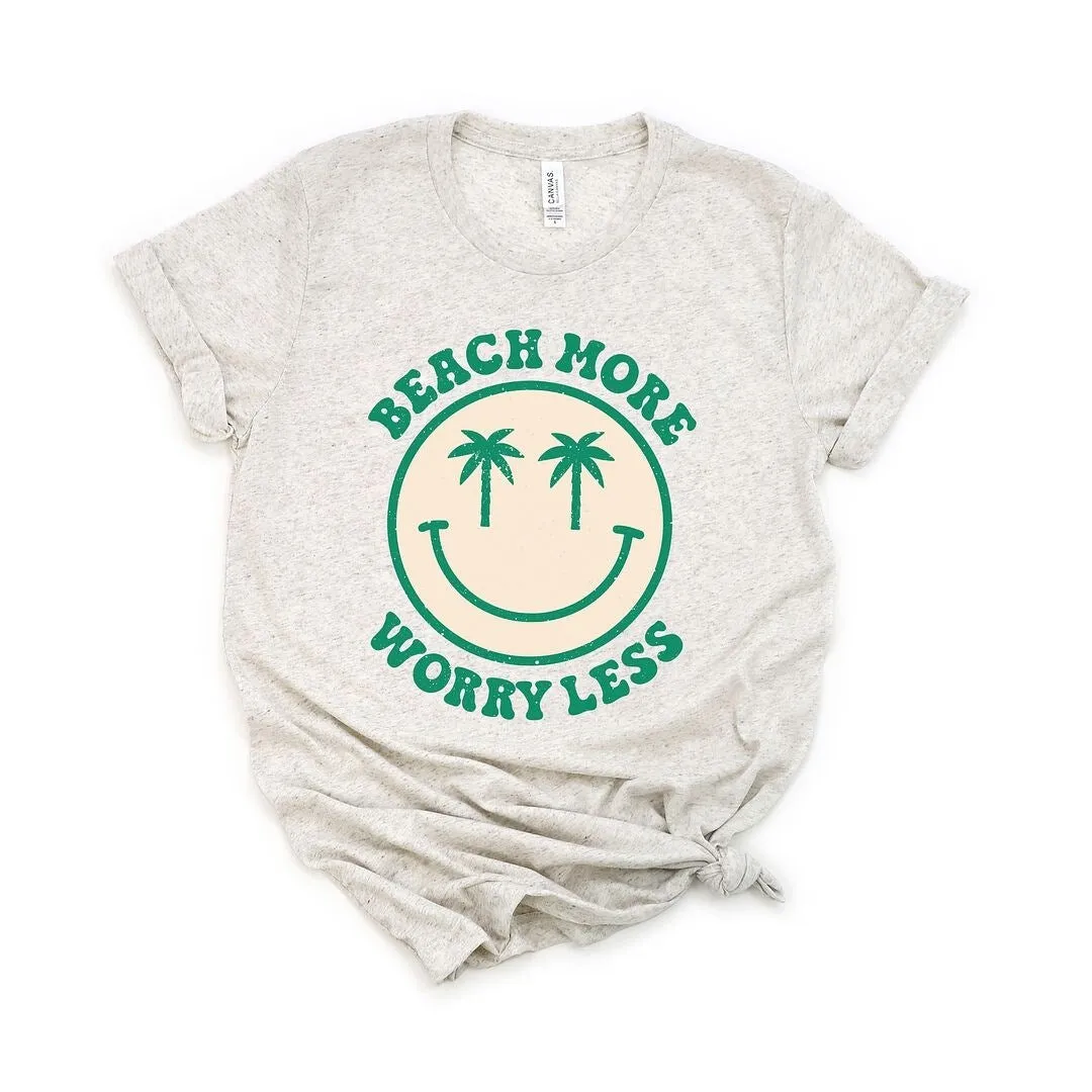 Beach More Worry Less Smiley Face Short Sleeve Crewnneck Tee sold by Zulily product image thumbnail 2