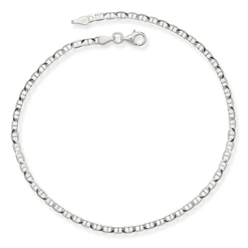 Curata Sterling Silver 10-inch 2.9 mm Mariner Link Anklet - White sold by Zulily