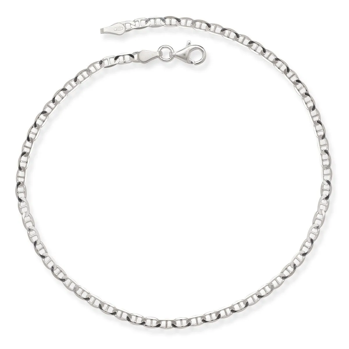 Curata Sterling Silver 10-inch 2.9 mm Mariner Link Anklet - White sold by Zulily