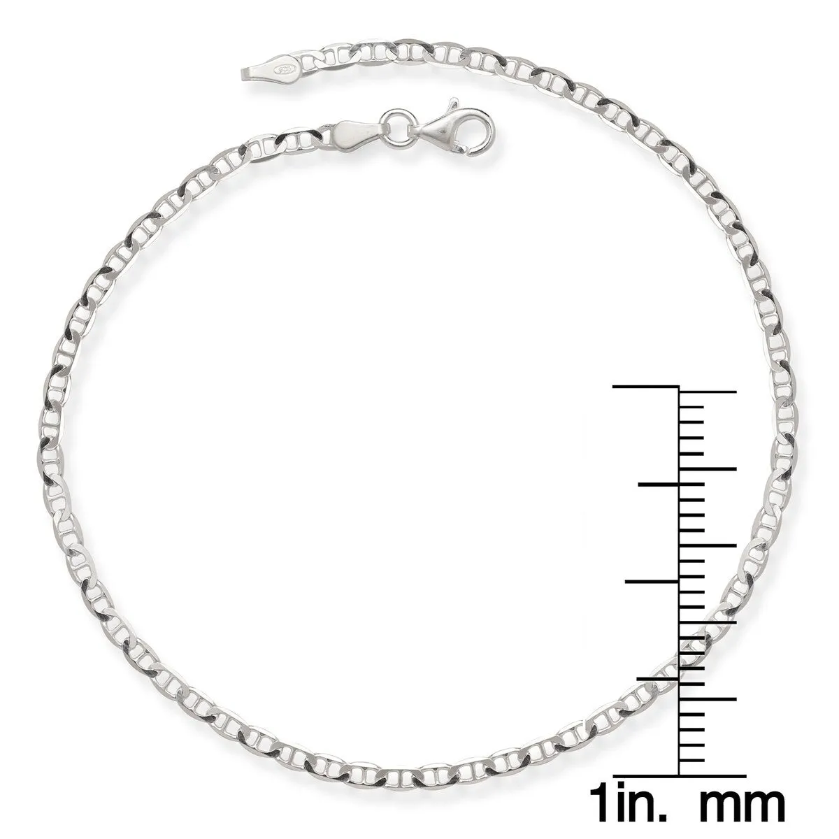 Curata Sterling Silver 10-inch 2.9 mm Mariner Link Anklet - White sold by Zulily product image thumbnail 2