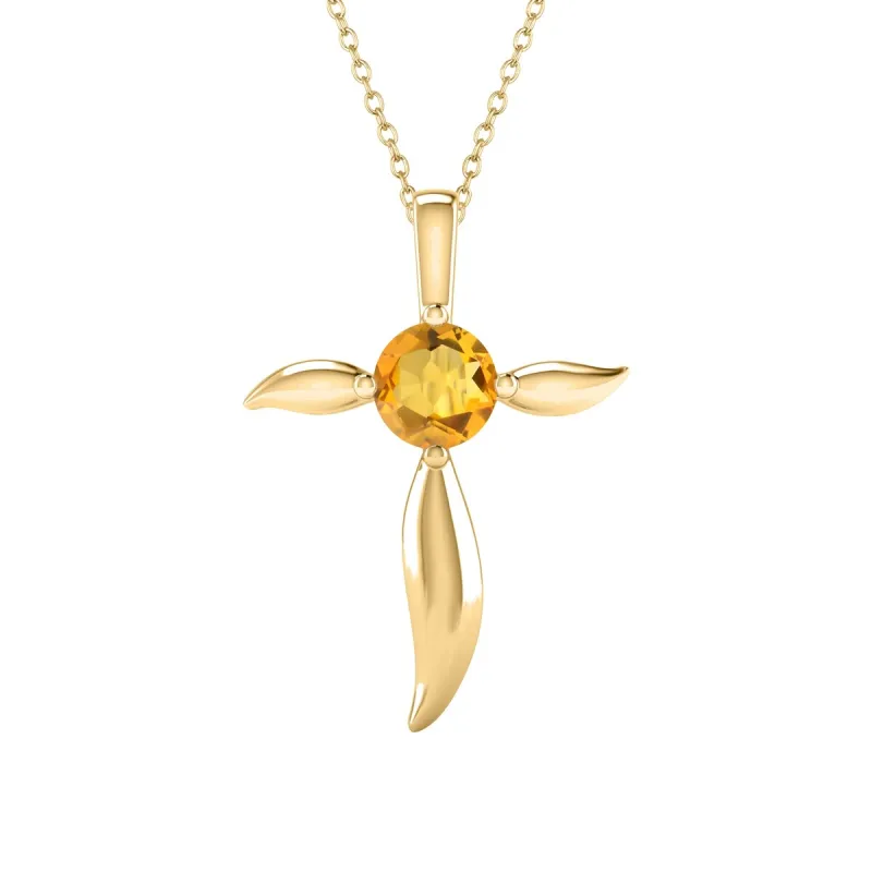 18K Gold Over Sterling Silver Natural Citrine Cross Pendant sold by Zulily